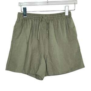 Samsoe Samsoe Maren String Shorts S NEW Olive Green Drawstring 100% Linen